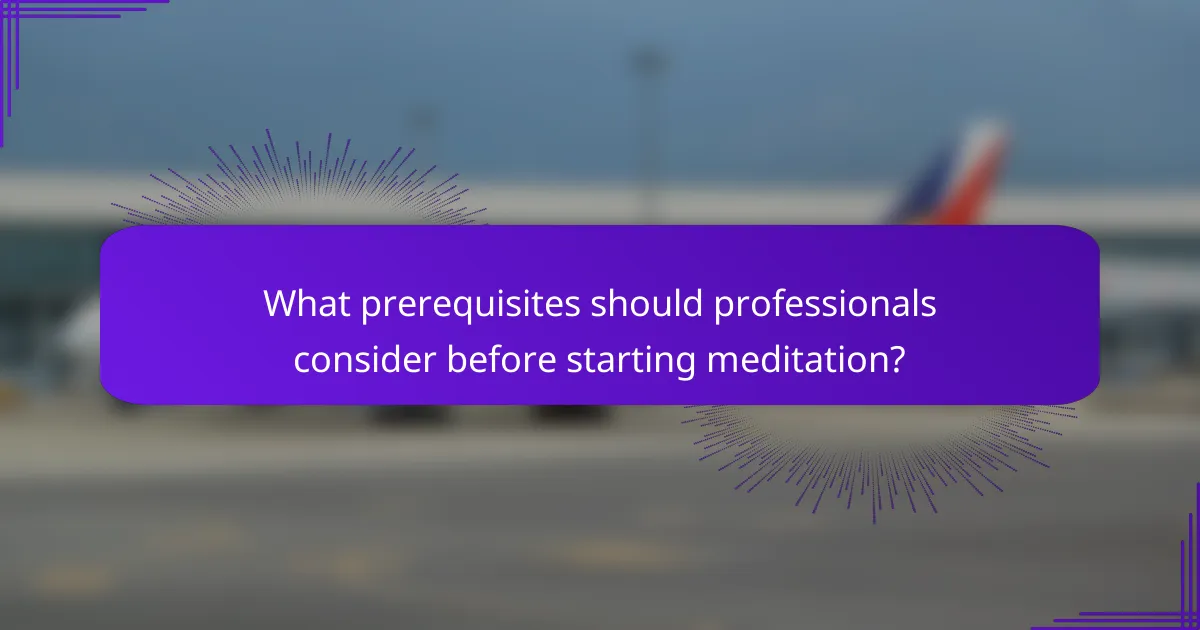 What prerequisites should professionals consider before starting meditation?